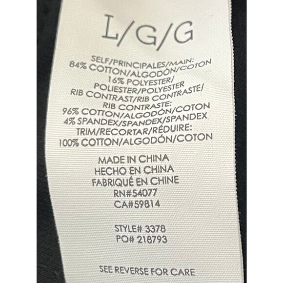 CABI LONG SLV FRONT ZIP COTTON/POLY FLEECE JACKET, WOMENS, L, BLACK/WHITE STRIPE - Picture 11 of 12